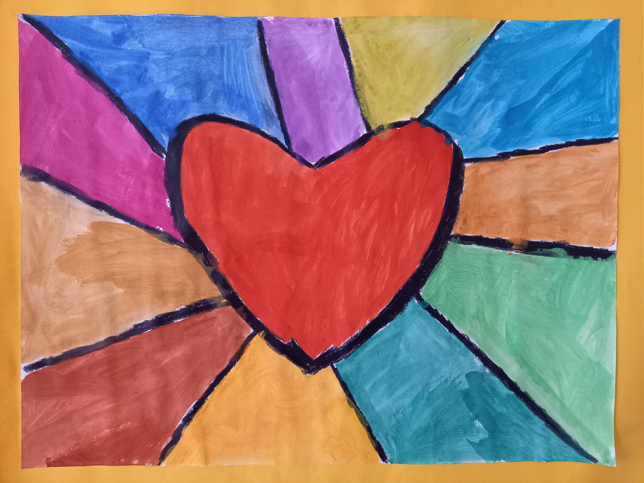 Bild mit Wasserfarben gemalt, in der Mitte ein rotes Herz, von dem strahlenförmig elf bunte Felder ausgehen (c) Yvonne Dreher in Pfarrbriefservice Bild mit Wasserfarben gemalt, in der Mitte ein rotes Herz, von dem strahlenförmig elf bunte Felder ausgehen