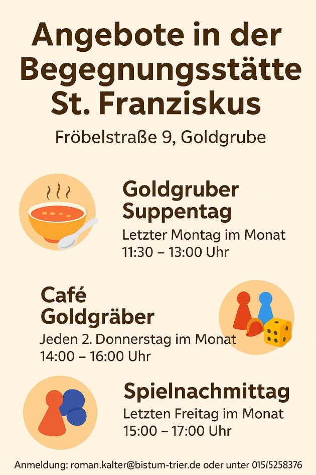 Plakat Angebote Begegnungsstätte St. Franziskus