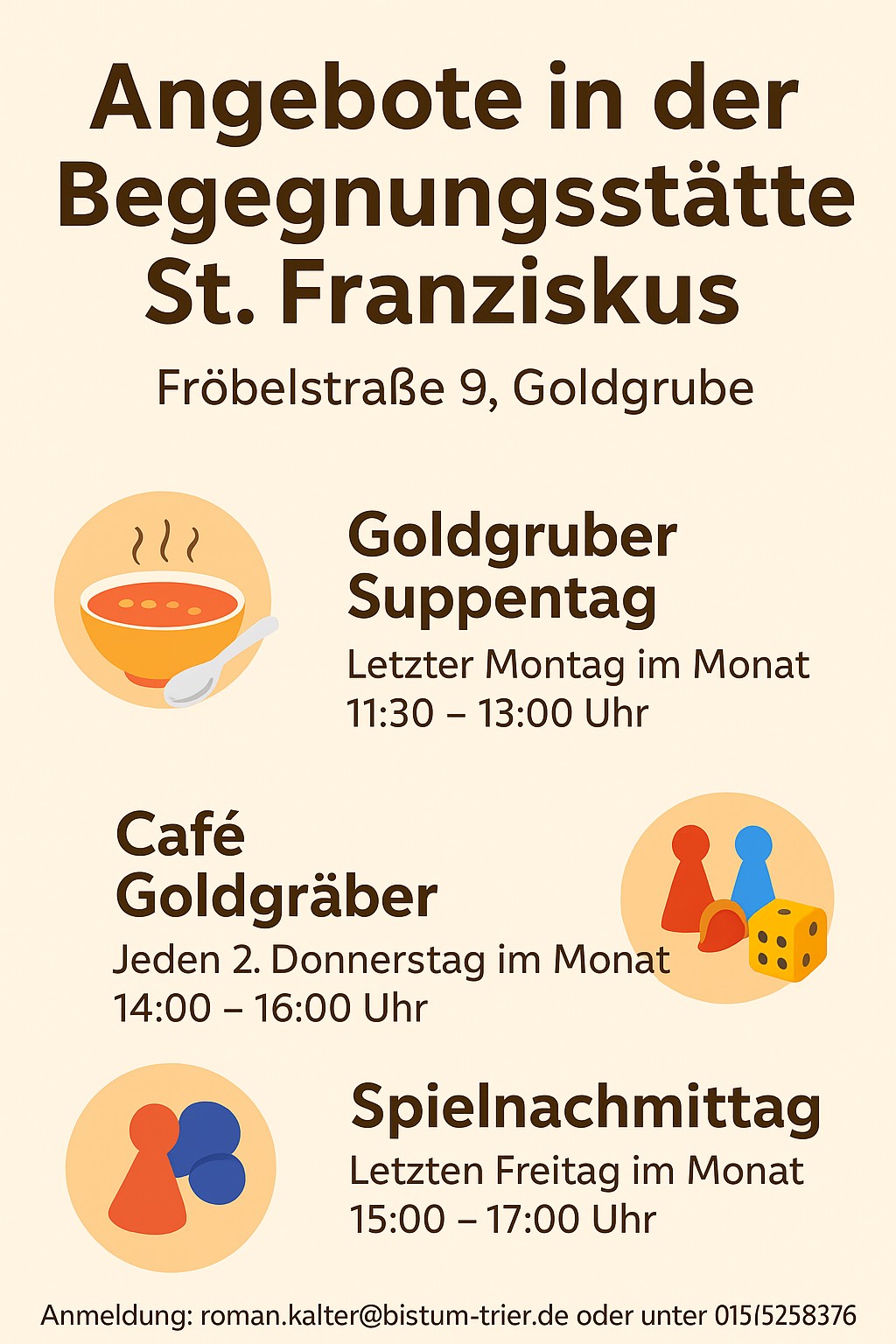 Plakat Angebote Begegnungsstätte St. Franziskus