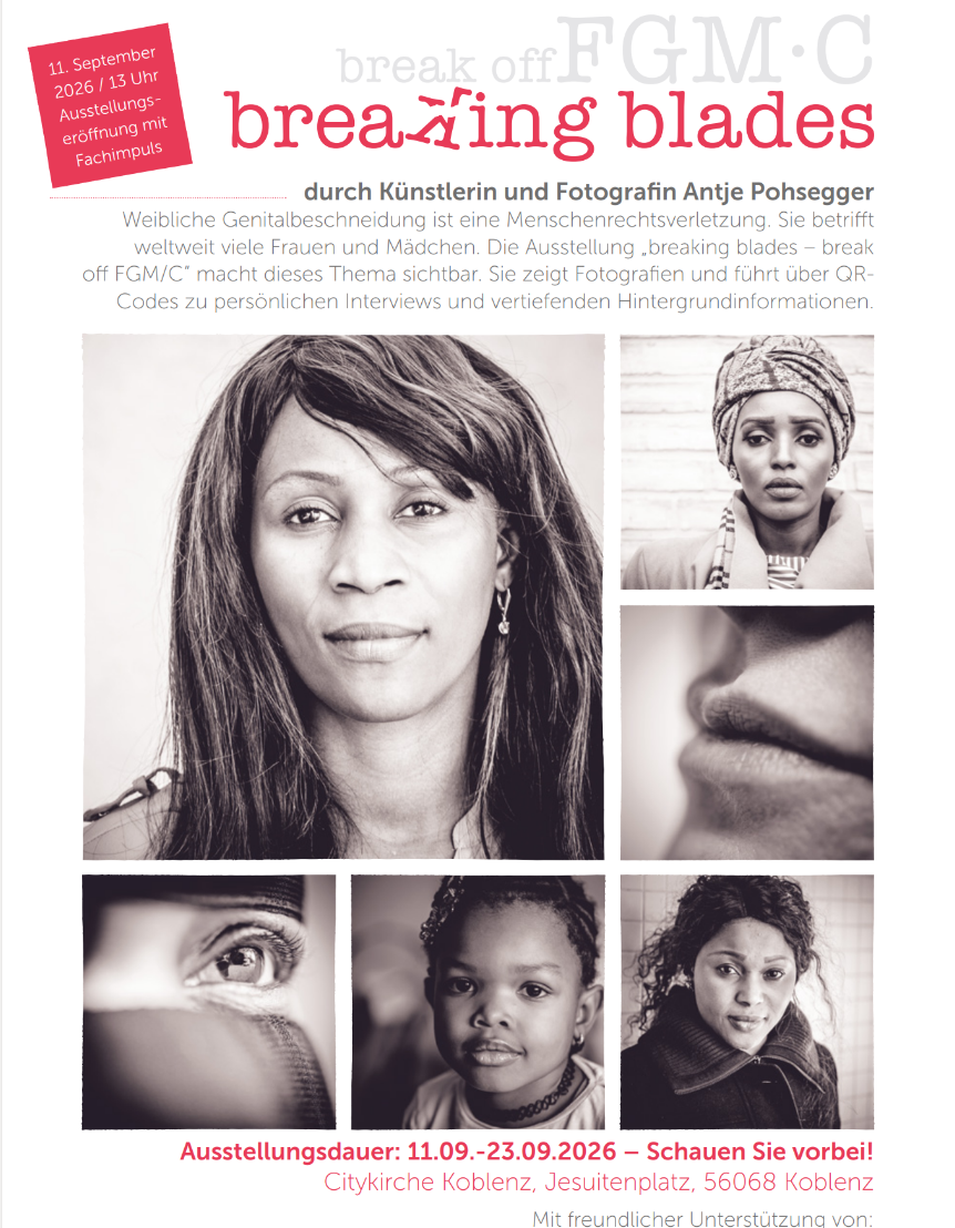 Plakat  Einladung zur Ausstellung Breaking blades vom 11.09.-23.09.2026 In die Citykirche Koblenz, Jeuitenplatz