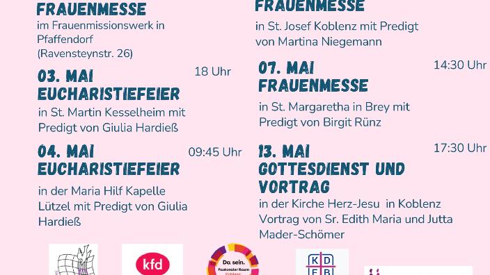 Plakat mit hellrosa Hintergrund zum Tag der Diakonninnen in Köln am 29.04.2025