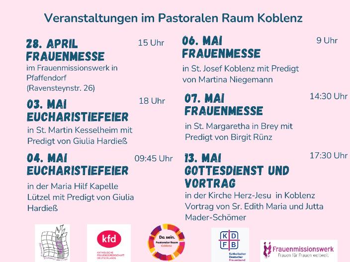 Plakat mit hellrosa Hintergrund zum Tag der Diakonninnen in Köln am 29.04.2025