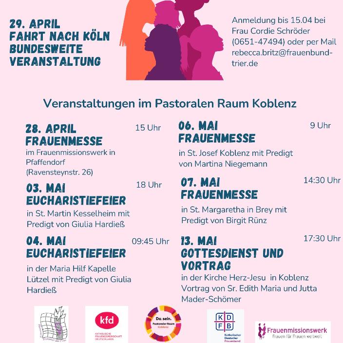 Plakat mit hellrosa Hintergrund zum Tag der Diakonninnen in Köln am 29.04.2025