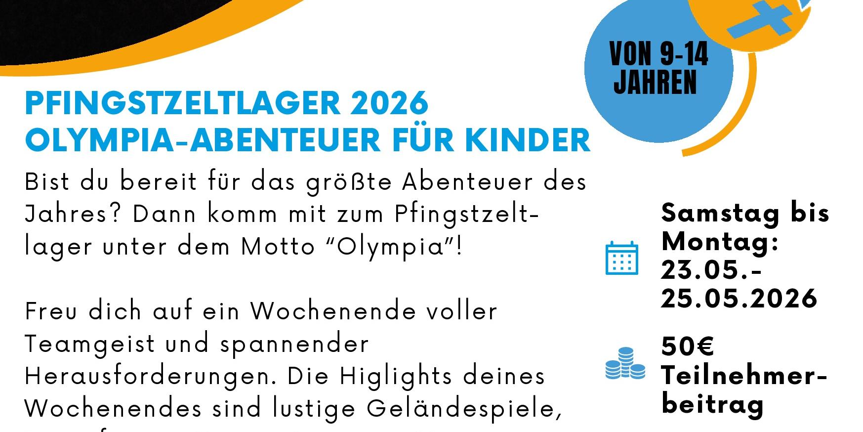 Flyer mit Angaben zum Pfingstzeltlager 2026 der Messdiener Moselweiß