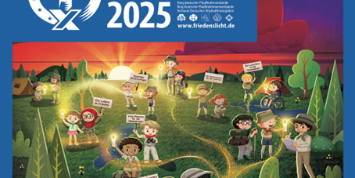 Plakat zum Friedenslicht aus Bethlehem 2025 mit dem Motto Ein Funke Mut