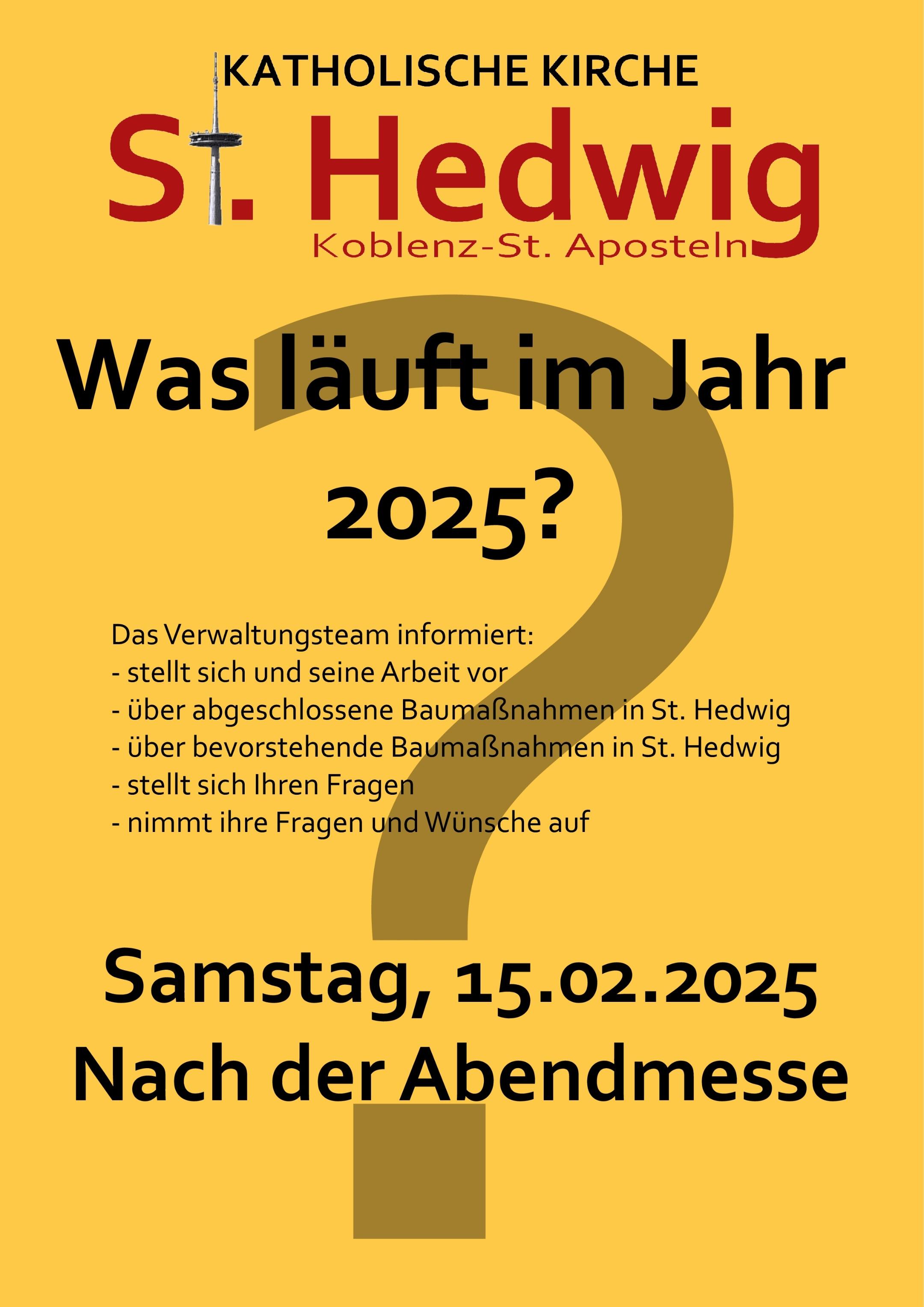 Plakat mit Einladungstext zum Infoabend mit gelbem Hintergrund