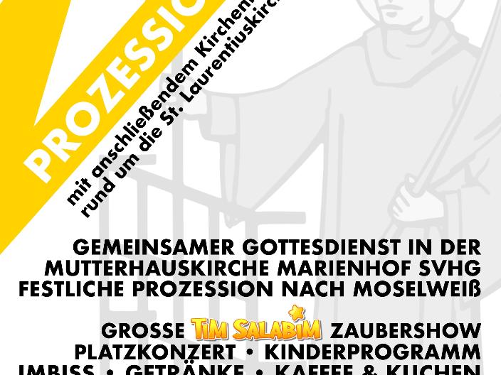 Plakat mit Einladung zur Fronleichnamsprozession 2026 mit Gottesdienst und anschließend Kirchenfest