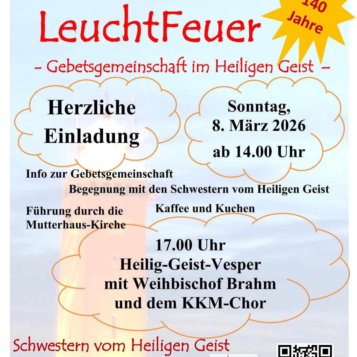 Plakat mit einem transparenten Leuchtturm im Hintergrund