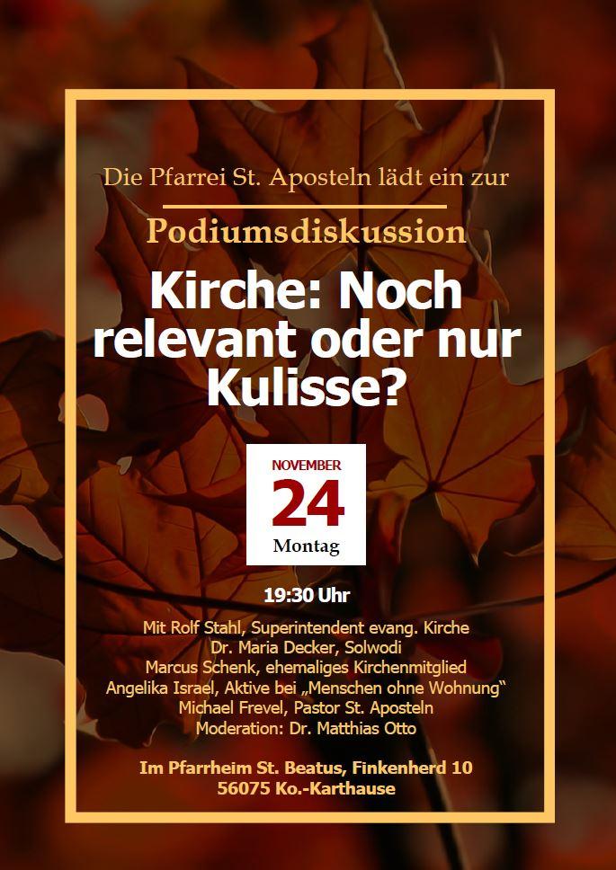 Bild des Plakats mit Einladung zur Podiumsdiskussion