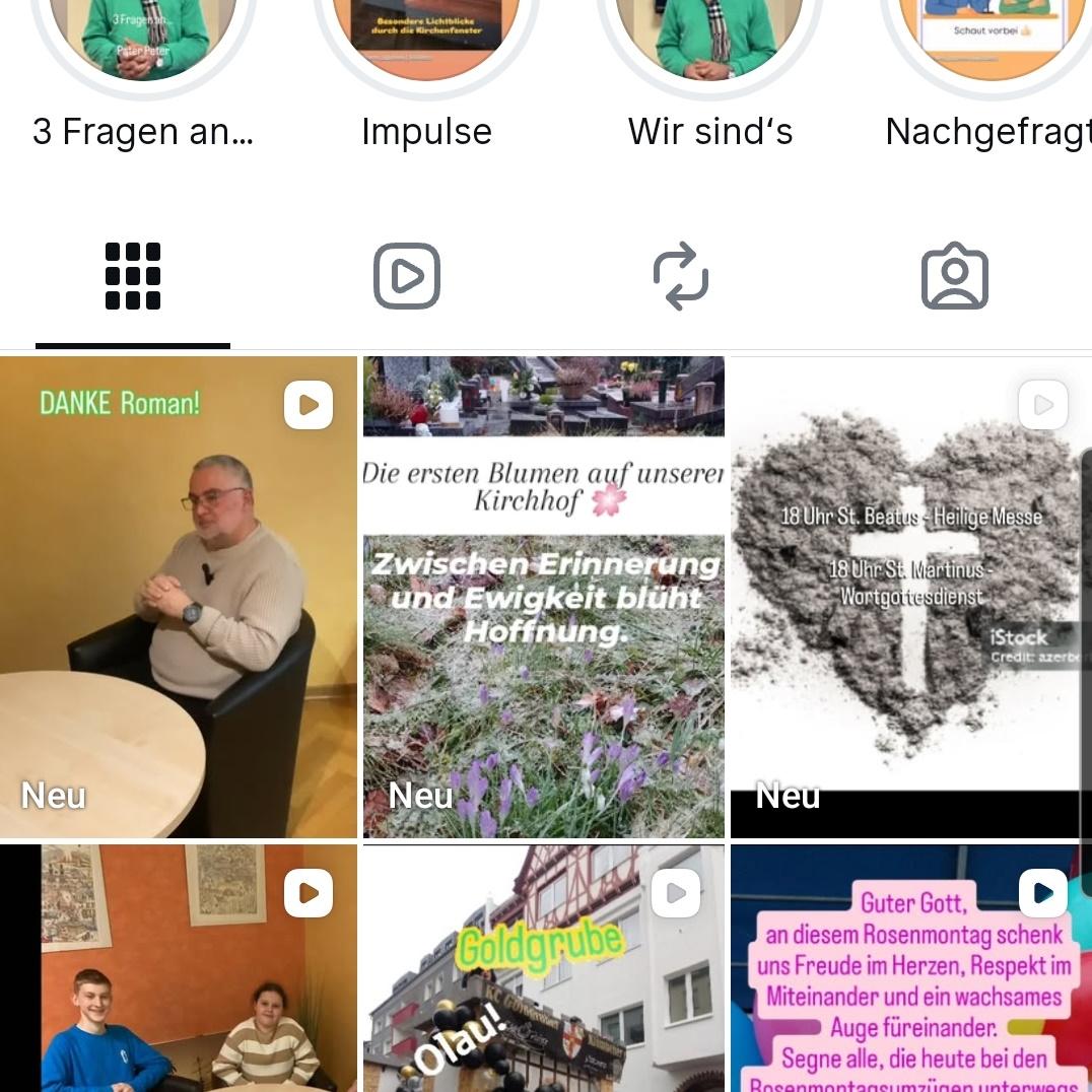 Ein Screenshot vom Handy mit geöffnetem Probil der Pfarrei Koblenz St. Aposteln