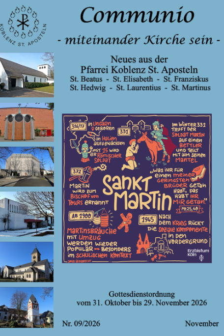 Titelbild Communio 09_2026 November Koblenz St. Aposteln im Fokus großes Bild mit Impressionen zu St. Martin