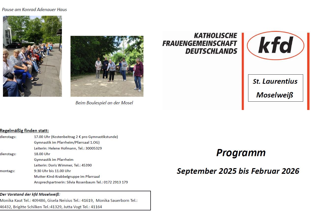 Titelbild Programm kfd St. Laurentius bis Februar 2026