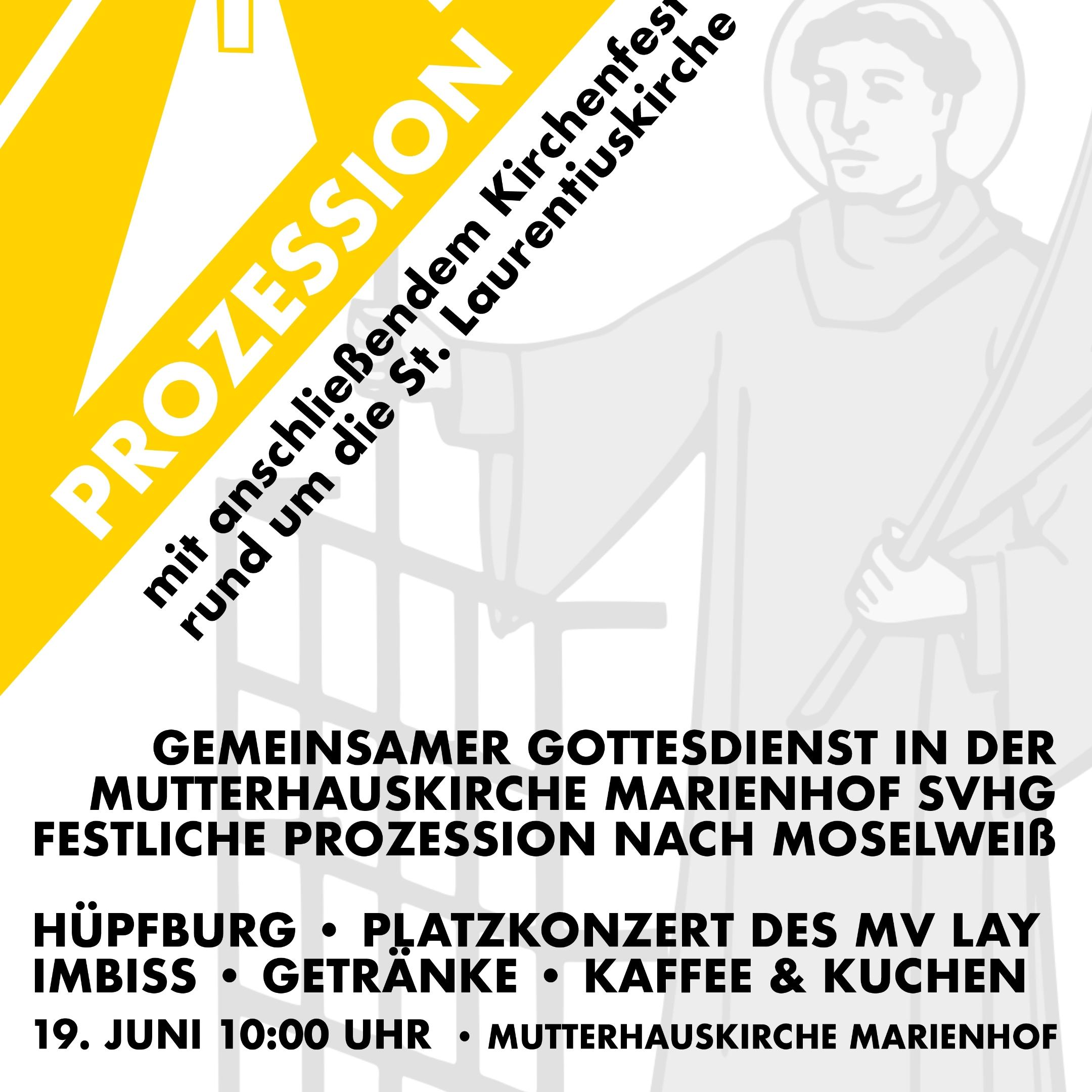 Plakat in gelb und weiß zu Fronleichnam in Koblenz 2025 (c) Pfarrei Koblenz St. Aposteln Plakat in gelb und weiß zu Fronleichnam in Koblenz 2025